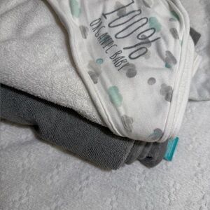 Pillowfort Organic Baby Blanket Set - White, Gray, Teal